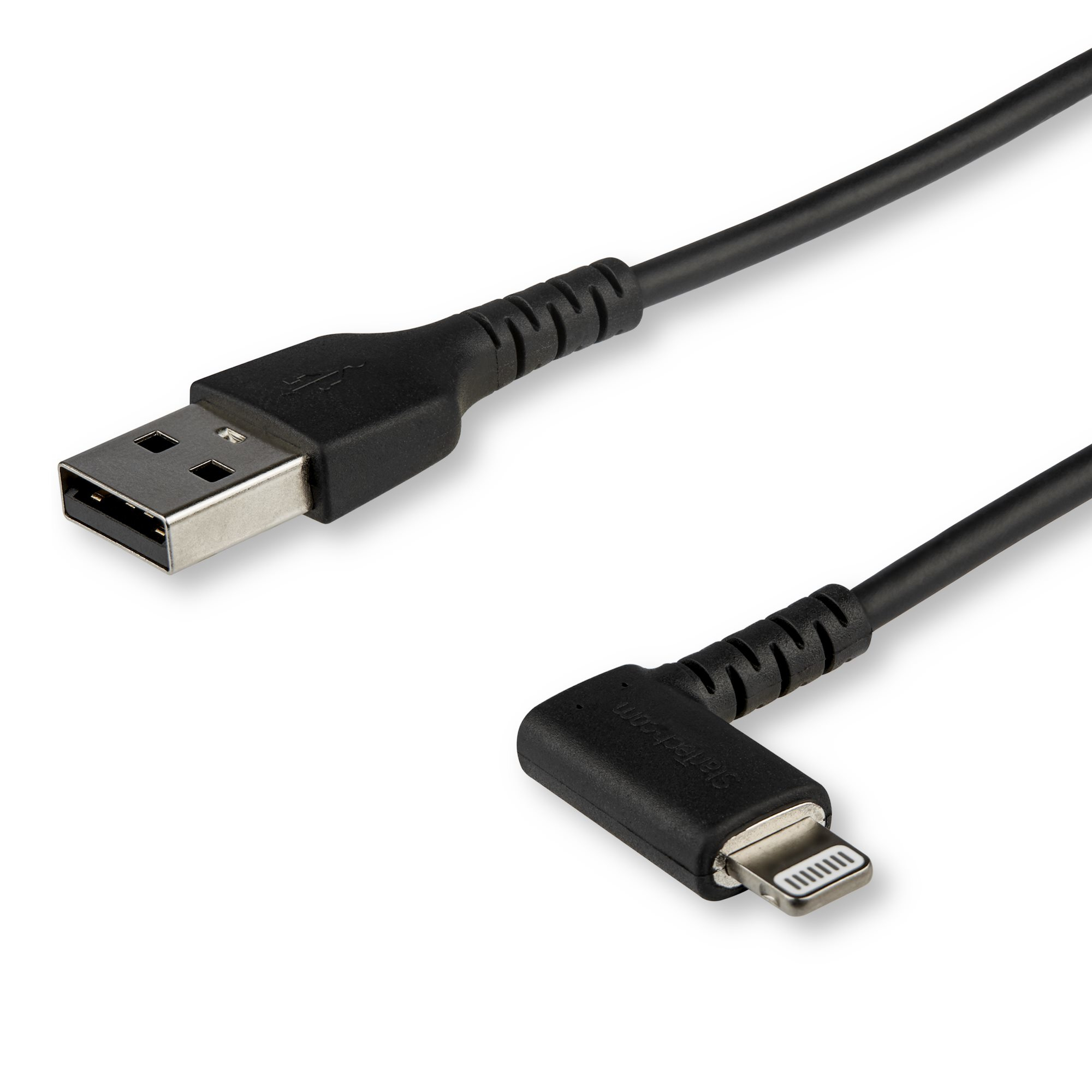 StarTech.com USB-A naar Lightning Kabel Zwart - Robuuste 90° haakse USB A naar Lightning Charge & Sync Oplaadkabel met Aramide - Apple MFi Gecertificeerd - iPhone (RUSBLTMM2MBR) kopen » Centralpoint