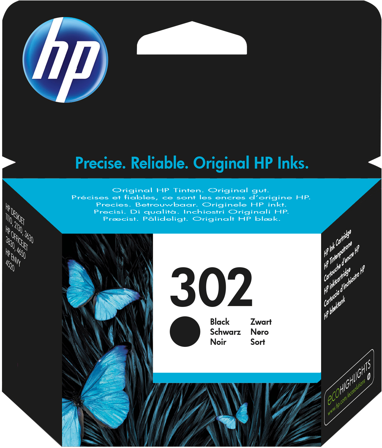 HP - HP 302 Cartouche d'Encre Noire Authentique (F6U66AE)