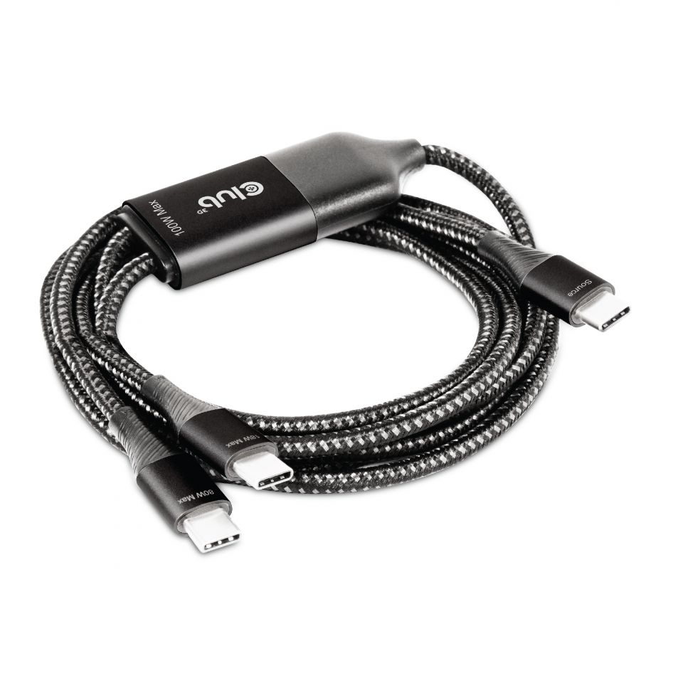 Kilimanjaro Wees ontwikkeling CLUB3D USB Type-C, Y charging kabel ( PPS ) to 2x USB Type-C max. 100W,  1.83m/6ft M/M (CAC-1527) - Dustin België