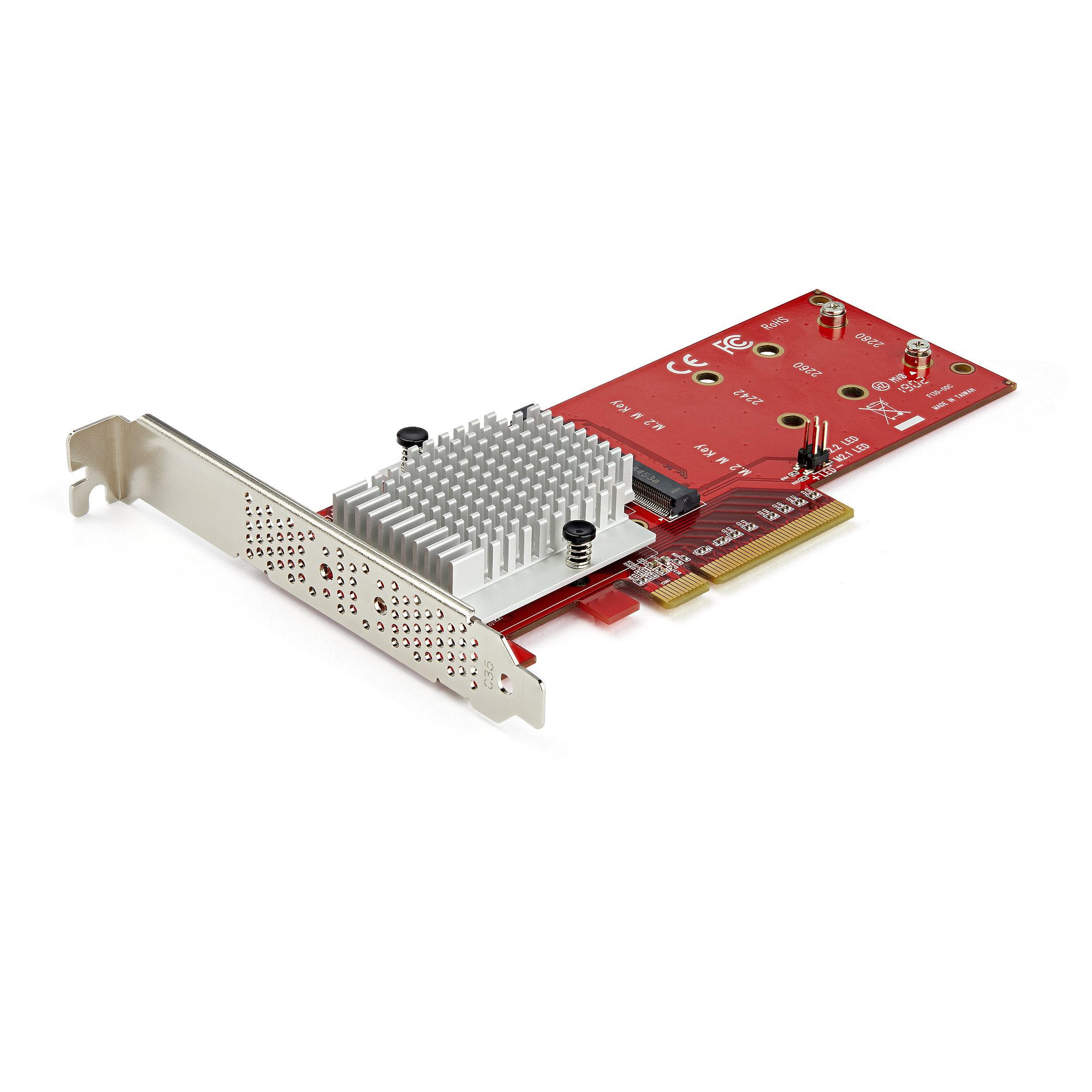 StarTech.com Dual M.2 PCIe SSD Adapter Kaart, x8 / x16 Dual NVMe of AHCI M.2 SSD naar PCI Express 3.0, M.2 NGFF PCIe (M-Key) Ondersteunt 2242, 2260, JBOD, Mac &