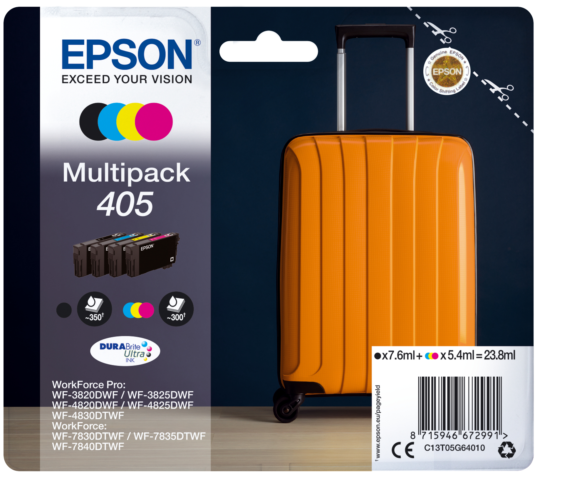 Epson Multipack 4-colours 405 DURABrite Ultra Ink (C13T05G64020) - Dustin  Belgique