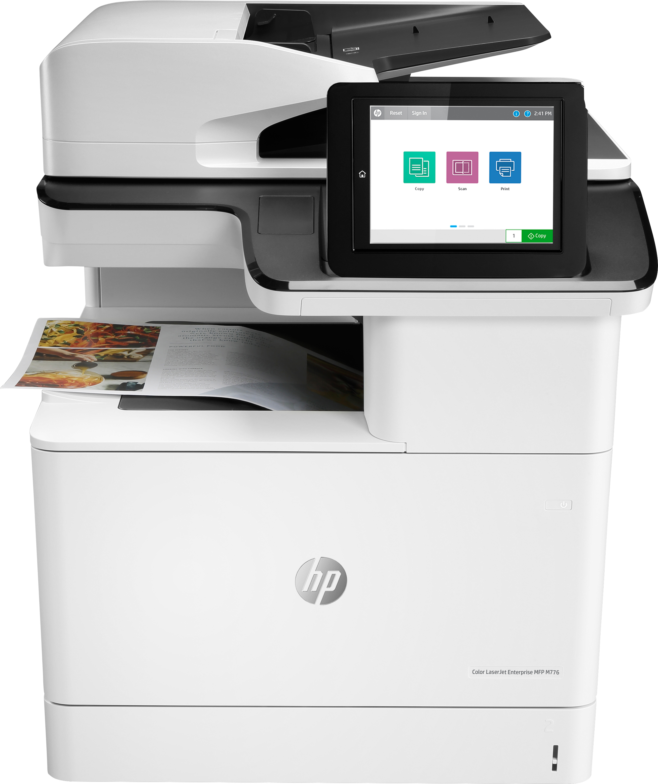 HP LaserJet HP Color LaserJet Enterprise MFP M776dn, Printen, kopiëren, scannen en optioneel faxen, via usb-poort aan voorzijde; Scannen naar Dubbelzijdig printen; Dubbelzijdig scannen; Automatische documentinvoer voor 200
