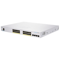 Cisco Business 350, 24 10/100/1000 PoE+ ports with 195W power budget, 4 Gigabit SFP, internal power, EU Switch - .....