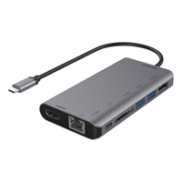Deltaco HDMI, DP, USB, SD, RJ-45, USB-C Docks & port replicator - Grijs