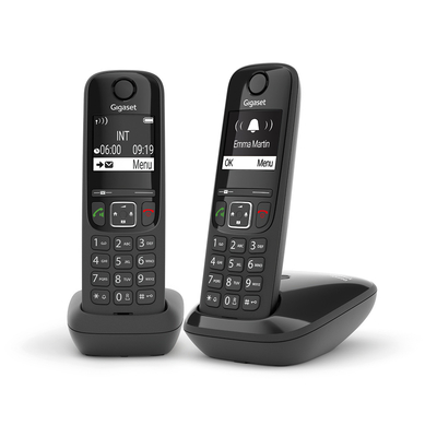 Téléphone filaire/sans fil Panasonic DECT 6,0 avec répondeur et  identification vocale des appelants, noir