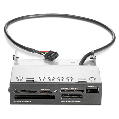 Lecteur de cartes mémoire interne de 3,5 pouces avec port USB 2.0 -  Multicartes 22-en-1 - Noir