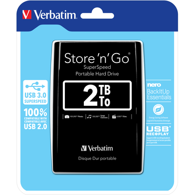 Verbatim Draagbare vaste Store 'n' Go-schijf met USB van 2 TB Black (53177) kopen Centralpoint