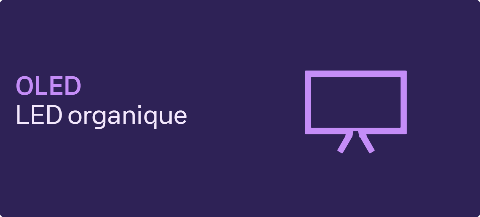 bannière avec texte sur OLED - Organic LED et une icône d'ordinateur