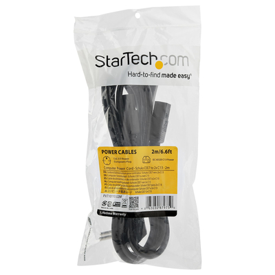 StarTech.com Cordon d'Alimentation en Y pour PC, 2m, 18AWG, UE Schuko vers  2x C13, 10A 250V, Cordon d'Alimentation Noir, Câble d'Alimentation pour