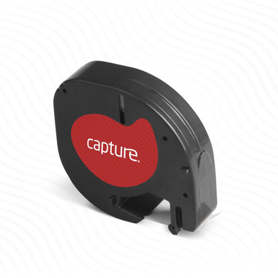 Capture S0721520 LetraTag compatible 12mm x 4m Black on White Labeltape  (CA-S0721520) - Dustin Belgique