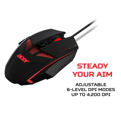 Acer - Souris Gamer Nitro 4200DPI Noir/Rouge