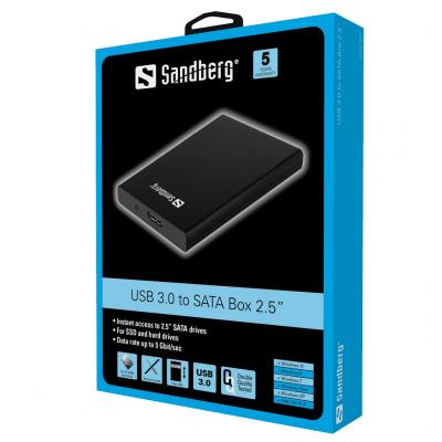 Disque dur externe Sandberg 133-89 boîtier disque dur ssd 2.5 noir boite de  stockage