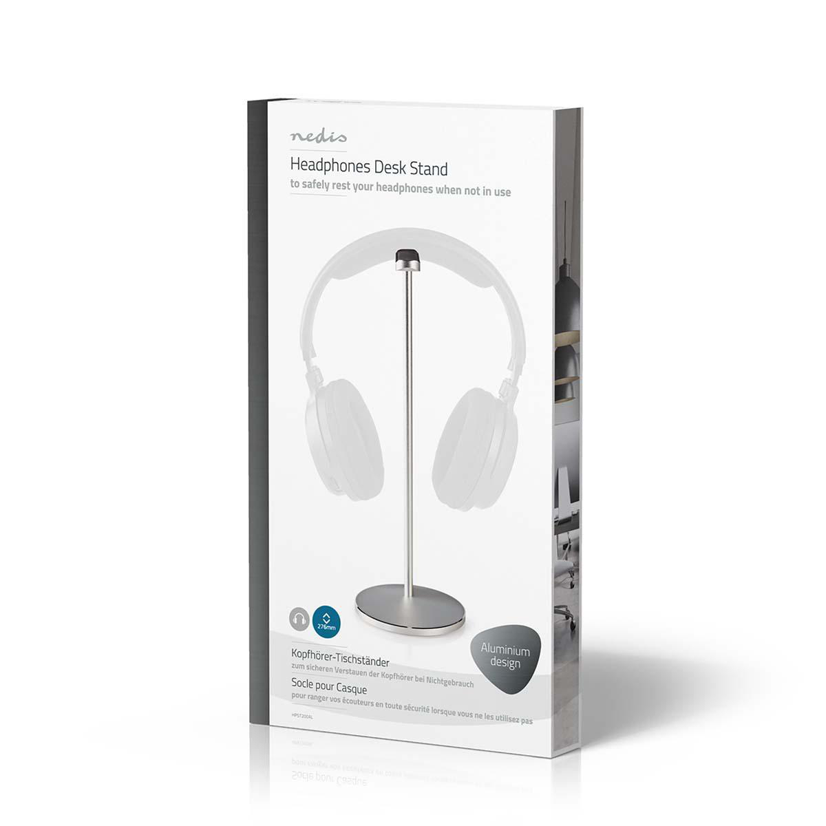 gewelddadig niet niet verwant Nedis Headphones Stand, Aluminium Design, 98 x 276 mm, Silver (HPST200AL)  kopen » Centralpoint